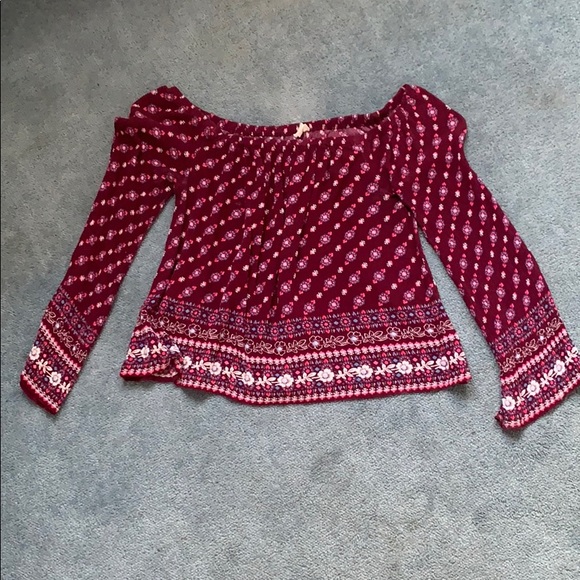 Cropped off the shoulder peasant top - Picture 1 of 2